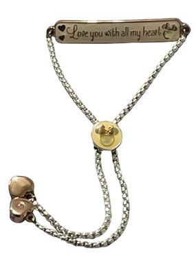Disney Two-Tone 'Love You With All My Heart' Adjustable Bracelet - Silver & Gold